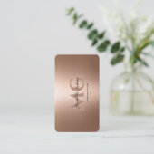 Elegant Professioneel Rosegold Zwart Modern Visitekaartje (Staand voorkant)