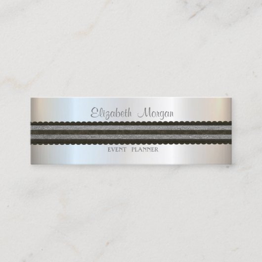 Elegant professioneel stijlvol, modern, zilver mini visitekaartje (Voorkant)
