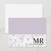 Elegant professioneel stoffelijk paars marmer mono notitiekaartje (Voorkant / Achterkant)