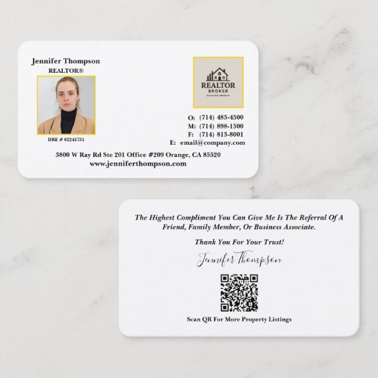 Elegant professioneel Visitekaartje voor makelaars (Voorkant / Achterkant)