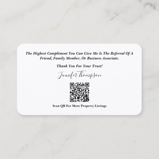 Elegant professioneel Visitekaartje voor makelaars (Achterkant)