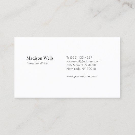 Elegant professioneel wit met zilveren grens visitekaartje (Achterkant)