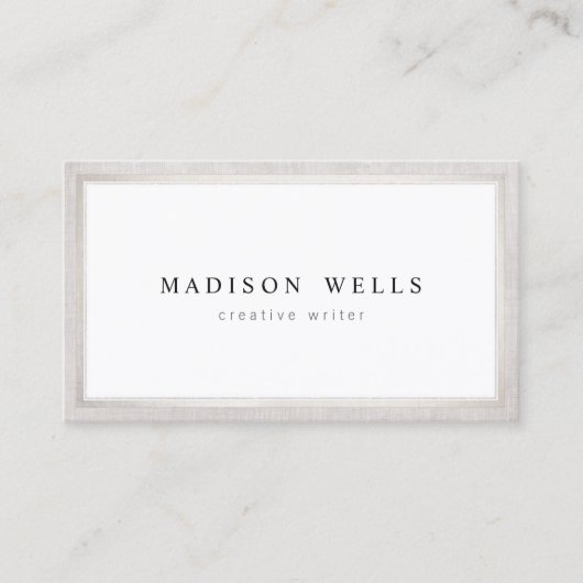 Elegant professioneel wit met zilveren grens visitekaartje (Voorkant)