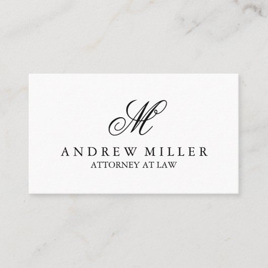 Elegant professioneel wit monogram visitekaartje (Voorkant)