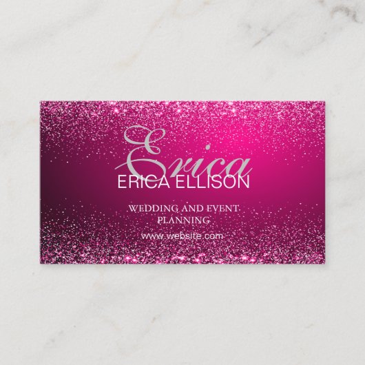 Elegant Professioneel Zakelijk QR Code Roze Zilver Visitekaartje (Voorkant)