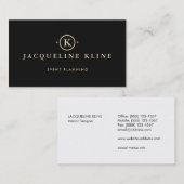 Elegant Professioneel Zwart en Goud Monogram Visitekaartje (Voorkant / Achterkant)