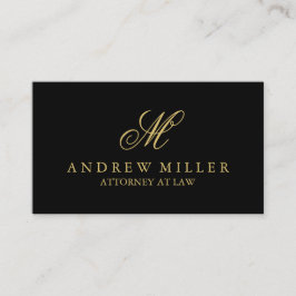 Elegant Professioneel Zwart en Goud Monogram Visitekaartje
