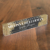 Elegant professioneel zwart goud naambordje (Zijkant)