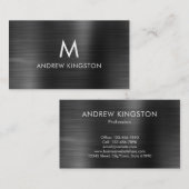 Elegant professioneel zwart grijs geborsteld staal visitekaartje (Voorkant / Achterkant)