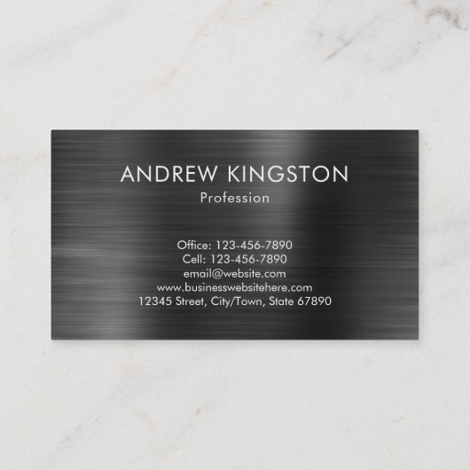 Elegant professioneel zwart grijs geborsteld staal visitekaartje (Achterkant)