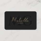 Elegant Professioneel Zwart Modern Monogram Visitekaartje (Voorkant)