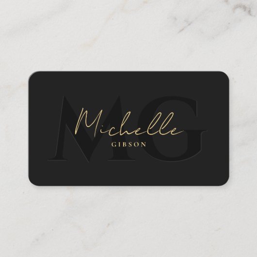 Elegant Professioneel Zwart Modern Monogram Visitekaartje (Voorkant)