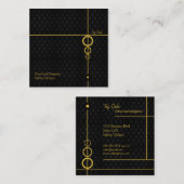 Elegant professioneel zwart patroon vierkante visitekaartje (Voorkant / Achterkant)