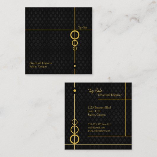 Elegant professioneel zwart patroon vierkante visitekaartje