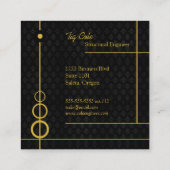 Elegant professioneel zwart patroon vierkante visitekaartje (Achterkant)