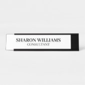 Elegant professioneel zwart-wit minimalistisch bur bureau naambordje (Voorkant)