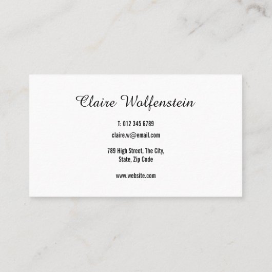 Elegant Professioneel Zwart-Wit Script Visitekaartje (Achterkant)