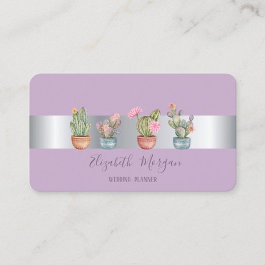 Elegant Professionele Cactus Succulent Paarse Visitekaartje (Voorkant)