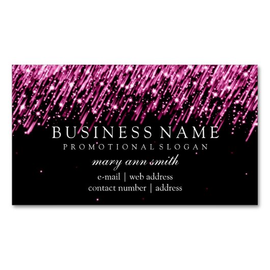Elegant professionele roze vallende sterren visitekaartje magneet (Voorkant)