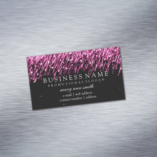 Elegant professionele roze vallende sterren visitekaartje magneet (Voorbeeld)