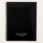 Elegant professionele zwarte naam planner<br><div class="desc">Minimale,  elegante planner voor zwarte en witte aangepaste tekst. Volledig aanpasbare witte tekst,  zwarte stevige vlakke achtergrond. U kunt het aanpassen met naam en achternaam en titel,  jaar,  bedrijfsnaam,  professionals,  bedrijven,  enz.</div>