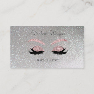 Elegant Proffesional Silver Glitter Faux Lashes Visitekaartje
