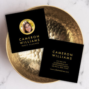 Elegant profiel Foto modern zwart-wit en Faux Gold Vierkante Visitekaartje