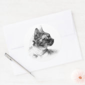 Elegant profiel van Stella de grijze kat Ronde Sticker (Envelop)