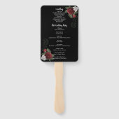 Elegant programma met bordeauxrode en roze bloemen handwaaier (Achterkant)