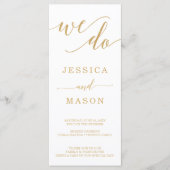 Elegant-programma's voor minimale gouden bruiloft  programmakaart (Voorkant)