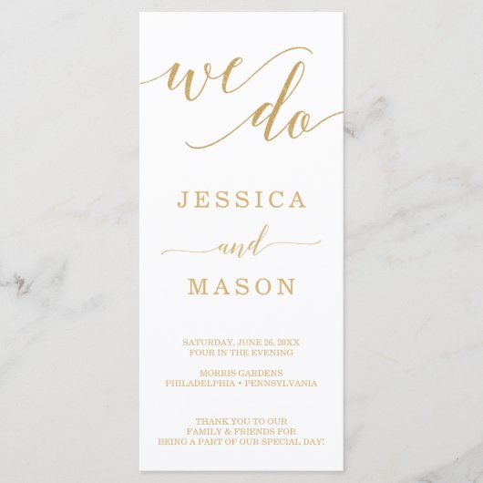 Elegant-programma's voor minimale gouden bruiloft programmakaart (Voorkant)