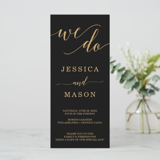 Elegant-programma's voor minimale gouden bruiloft programmakaart (Staand voorkant)