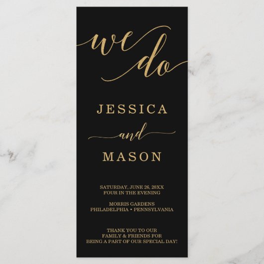 Elegant-programma's voor minimale gouden bruiloft  programmakaart (Voorkant)