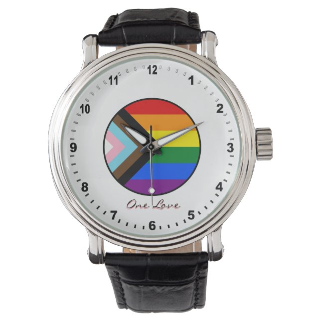 Elegant Progress Rainbow vlag Watch/Pride kleuren Horloge (Voorkant)