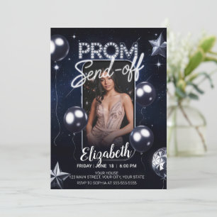 Elegant prom Stuur Donkerblauw Portret Foto Kaart