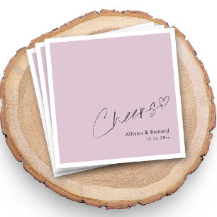 Elegant Proost Hand Lettering Modern Lila Bruiloft Servet