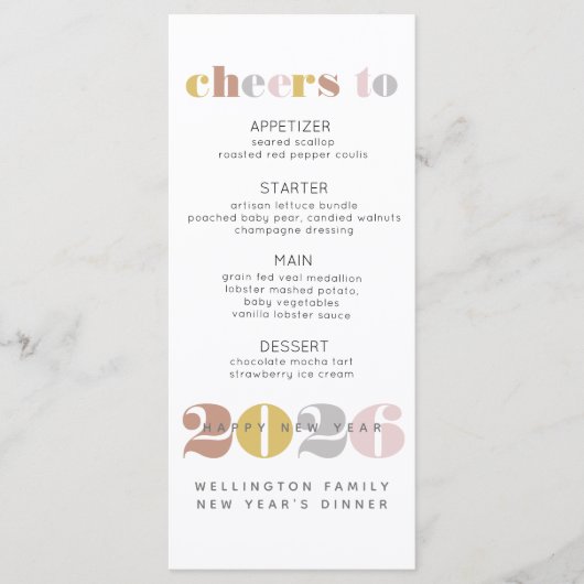 Elegant Proost op 2024 Zilveren Nieuwjaar Menu (Voorkant)