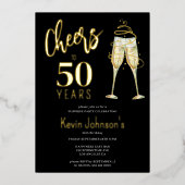 Elegant proost op 50 jaar 50ste verjaardagsfeestje folie uitnodiging (Voorkant)