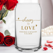 Elegant proost op Custom Gold Hearts bruiloft Blikvorm Glas