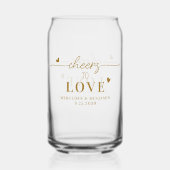 Elegant proost op Custom Gold Hearts bruiloft Blikvorm Glas (Achterkant)