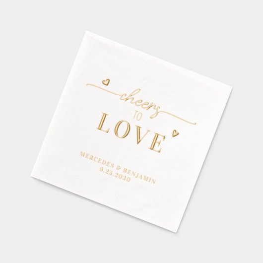 Elegant proost op Custom Gold Hearts bruiloft Folie Servetten (Links)