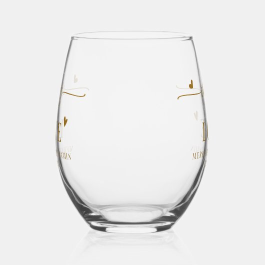 Elegant proost op Custom Gold Hearts bruiloft Wijnglas Zonder Voet (Links)