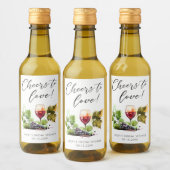 Elegant Proost Op De Liefde Wijn Glas Bruidsfeest Etiket (Flessen)