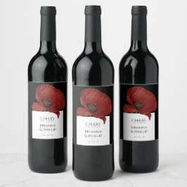 Elegant Proost op Liefde Bloemenbruiloft Wijn Etiket