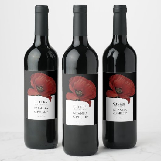 Elegant Proost op Liefde Bloemenbruiloft Wijn Etiket (Flessen)