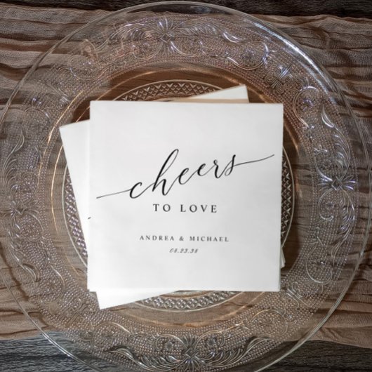 Elegant Proost op Liefde Bruiloft Cocktail Servet