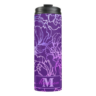 Elegant pruim Modern Monogram Thermosbeker