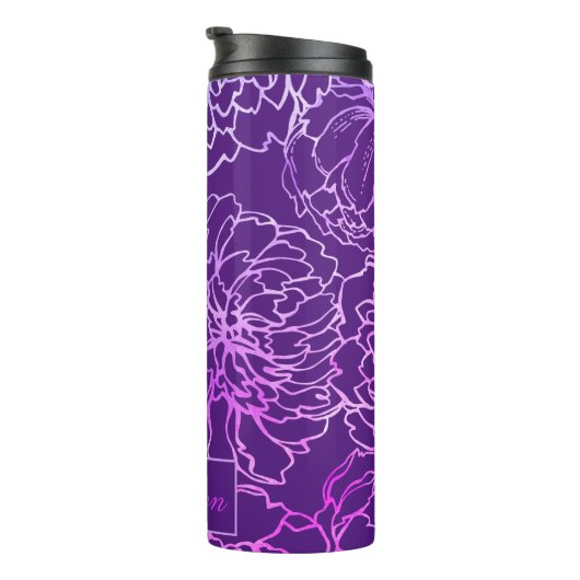 Elegant pruim Modern Monogram Thermosbeker (Geroteerd rechts)