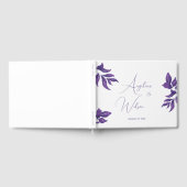 Elegant pruimenschrift Eucalyptus Paarse bruiloft Gastenboek (Volledig)