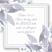 Elegant Psalm 118:24 This is the Day Purple Floral Sticker (Voorkant)